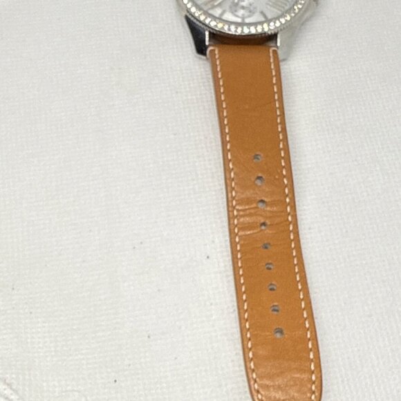 Fossil AM4623 Cecile Crystal Accented 40mm Quartz Brown Leather Strap Women's - Picture 11 of 12